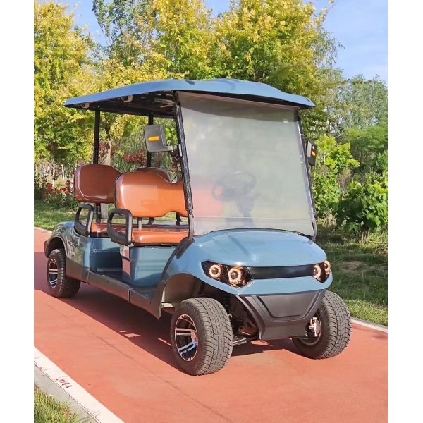 Enduring classics, this golf cart with four seats, powered by a high-efficiency motor, effortlessly tackles slopes. Its intelligent control system