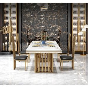 Luxury 8 Seater Marbel Dinning Table With Stainless Steel Base