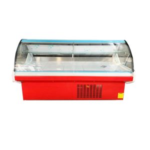 R404a 2M Deli Display Refrigerator Curved Glass Meat Showcase