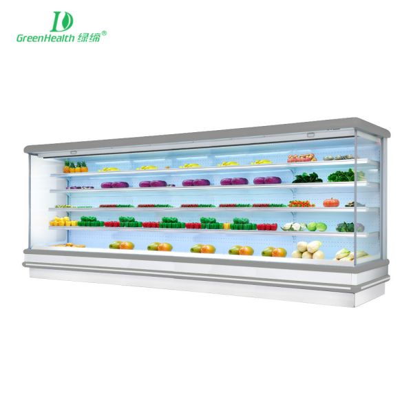 Buy Commercial Vegetable Refrigerated Display Case Open Chiller Fan Cooling at wholesale prices