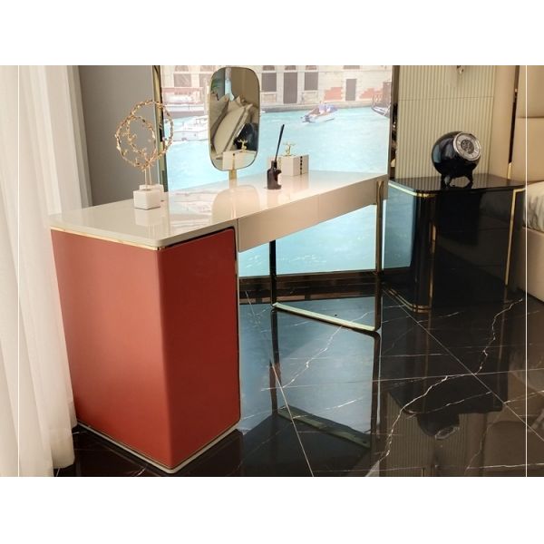 Solid Wood 0.75m Modern Vanity Table With Lighted Mirror 1.2m Modern Contemporary Dressing