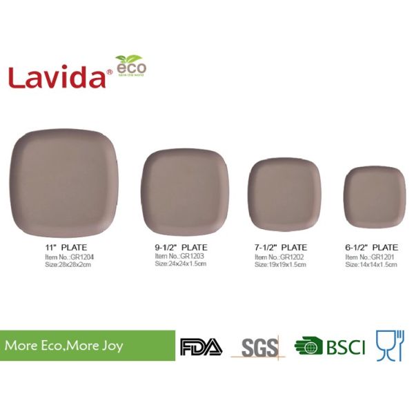 Tasteless Bio Bamboo Fiber Plates Heavy Metal Free Contemporary Fashionable Design