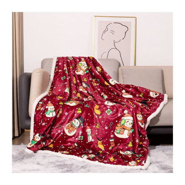 Rectangular Double Layer Double Sided Blanket For Christmas Customized Merry