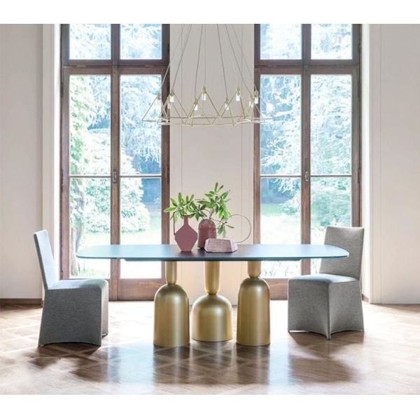 Customized Walnut Color Metal Base Dining Table Rectangular Shape