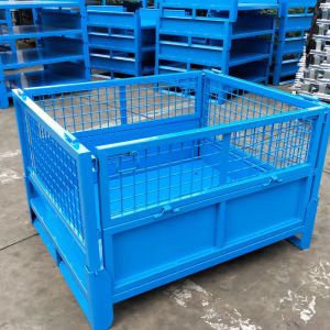 Grid Material Metal Pallet Crate Folding Mesh Container Customized
