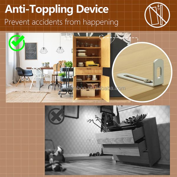 CE Certified Sustainable Bamboo Kitchen Cabinets Pantry With Drawer