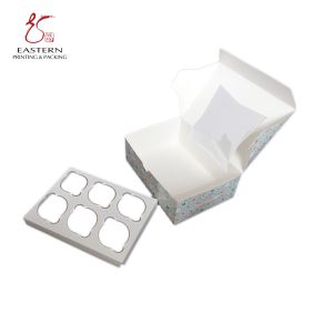 6 Count Bakery Packaging Box 350gsm Cardboard Cupcake Holder Box