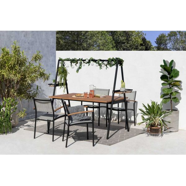Metal Garden Set AJUNION Modern Design 4 Seat Outdoor Dining Set for Patio Furniture