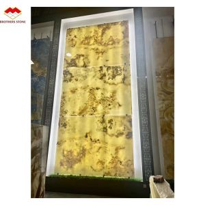 Interior Home Wall Paneling Decor with Modern Backlit Onyx Marble TV Background