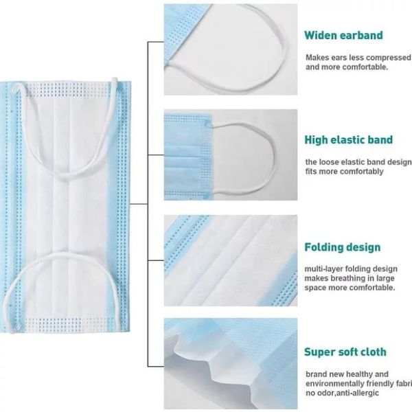 Anti Pollution Dust Mask Disposable Surgical Face Masks With Ear Loops