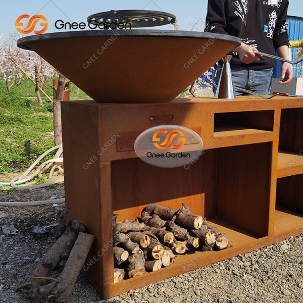 Unique Barbeque Charcoal Grills Corten Steel Bbq Grill For Outdoor Kitchen