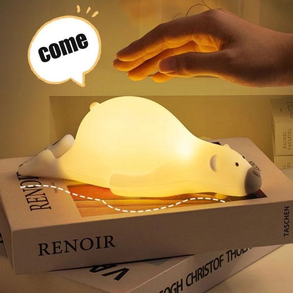 Buy Gift Led Children Sleeping Night Light Rechargeable Silicone Squishy Bear Desktop at wholesale prices