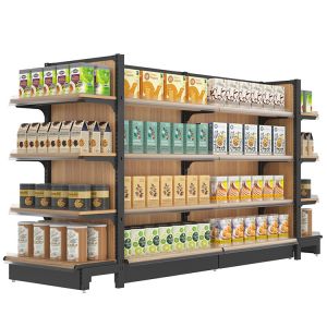 Liquor Bakery Bookcase Wooden Shop Shelving Units Floor Supermarket Metal