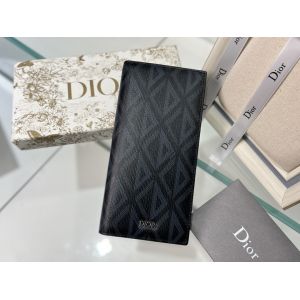 Embossed Vertical CD Christian Dior Mens Wallet Diamond Zippered