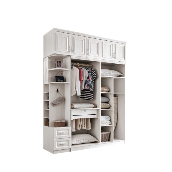 Multiscene Detachable White Wooden Wardrobe For Small Bedroom Adjustable