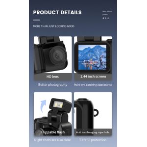 Mini Camera With Screen HD 1080p With Flash Lamp And Battery Dock Portable Retro