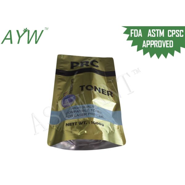 Mylar Foil Zip Lock Bags Glossy Gold 1KG For Printer Toner Packaging