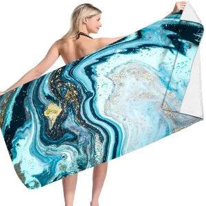 Sublimation Sand Proof Beach Towels With A Zip Pocket Recycled Microfiber Swimming Pool Summer Beach Towel With Bag