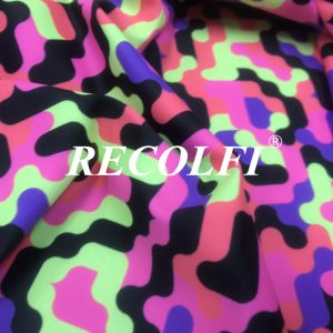 Double Printing Patterns Ribbed Swimwear Fabric Keeping Warp Soften