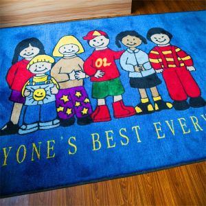 Machine washable fireproof nylon education cartoon mat