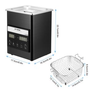 Heated 2L 50W Digital Ultrasonic Jewelry Cleaner With SUS Lid Basket