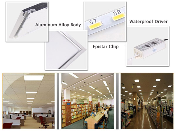 Energy Saving LED Flat Panel Light Silvery Housing Color 36W For Living Room