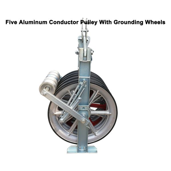 120 KN Five Aluminum Conductor Pulley Burst Load With Grounding Wheels