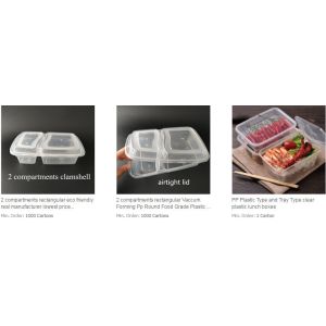 2 compartments clamshell, rectangular eco friendly real manufacturer, pp plastic
