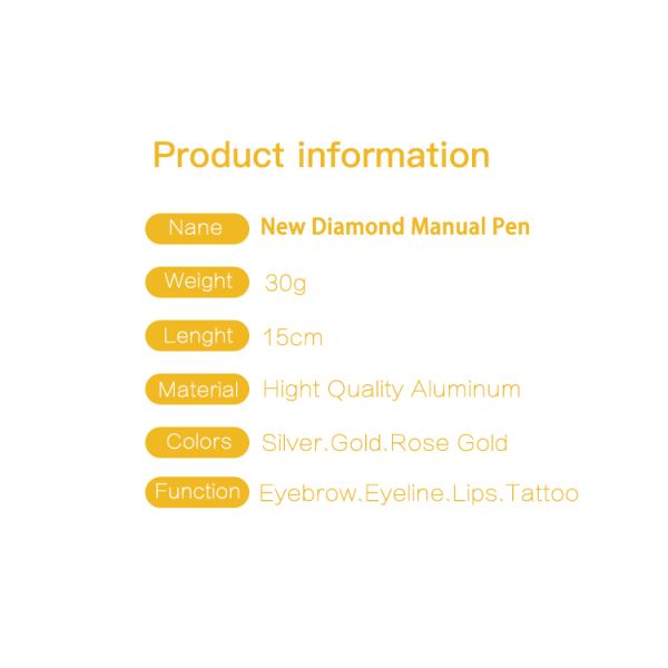 Hot Sale Grand Diamond Microblading Pen Eyebrow Tattoo Pen Microblading Needles Permanent Makeup Kit with Manual Pen