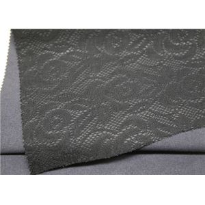 Custom Black Lace Bonded Leather Fabric High Elasticity For Boots Bags
