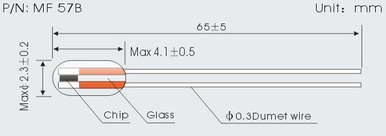 Radial Glass Sealed NTC Thermistor MF57 Series
