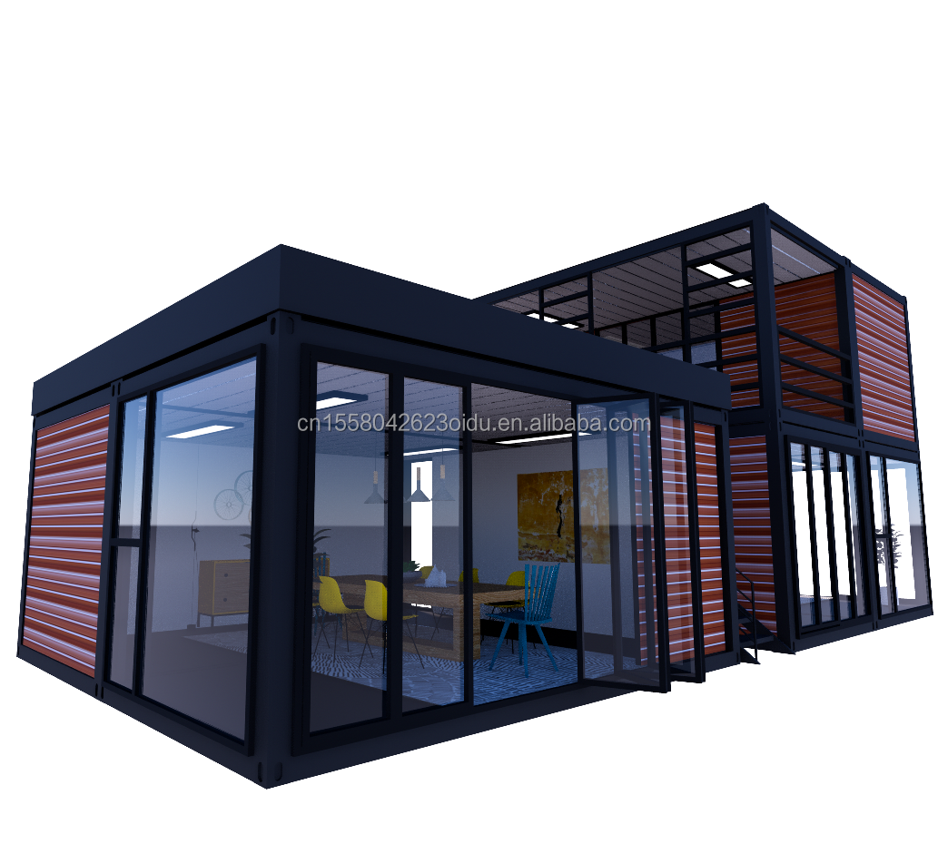 Galvanized Steel Square Tubes 40ft 20ft Deluxe Bedroom Large Glass Studio Movable House for Living in Customized Design
