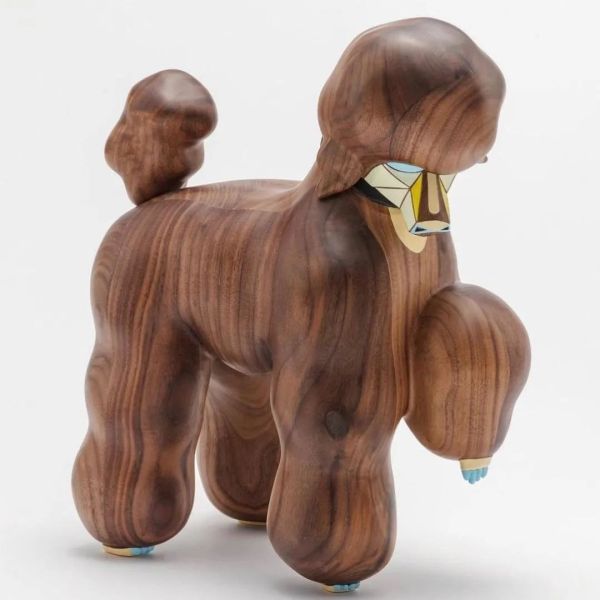 Buy Brown Wooden Dog Statues Sculptures With Beech Birch Mateiral at wholesale prices