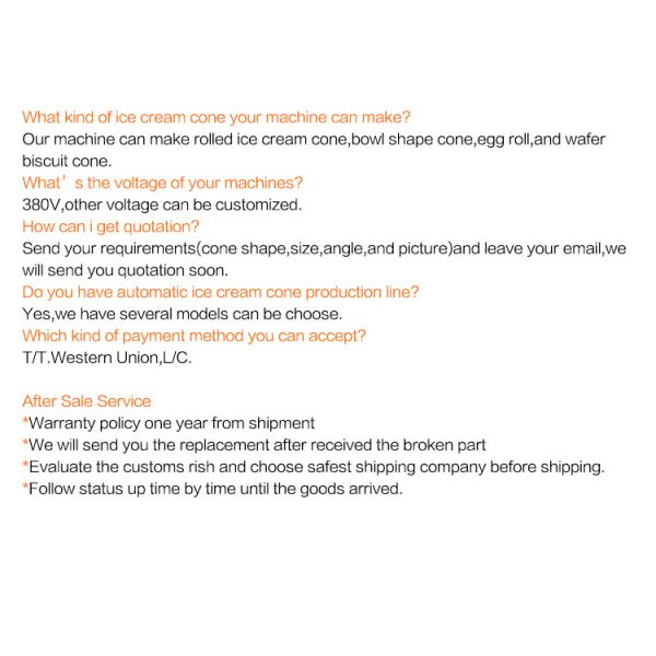 4.0hp Sugar Cone Production Line 89 Pieces 320* 240mm Baking Template