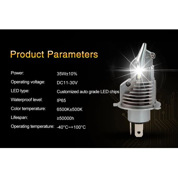 70W Fighter LED Headlight , 3900lm H4 Led Light Bulb For Motorcycle