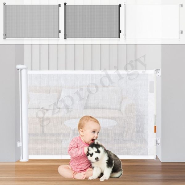 Buy Easy Operation Retractable Stair Gate Extra Wide Double Lock System at wholesale prices