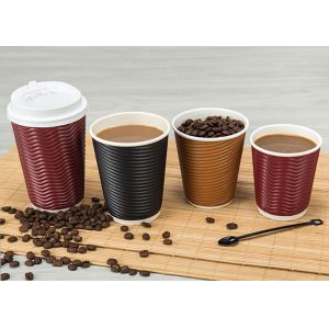 Biodegradable Paper Drinking Cup To Go With 3- Layer Wall , Heat Resistant