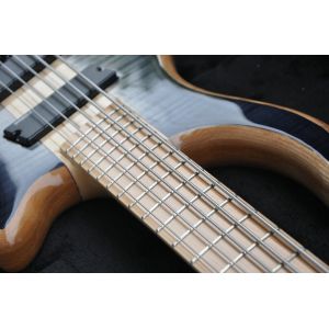 5 string custom bass guitar fanned frets electric bass guitar neck through body