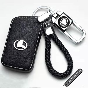 Fadeless Leather Car Keychain Holder Women Electro Galvanized Antioxidant