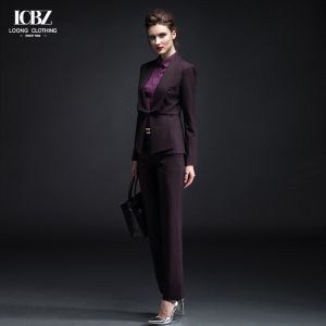 Stylish Red Business Casual Four-Piece Ladies Suit with Single Button Closure