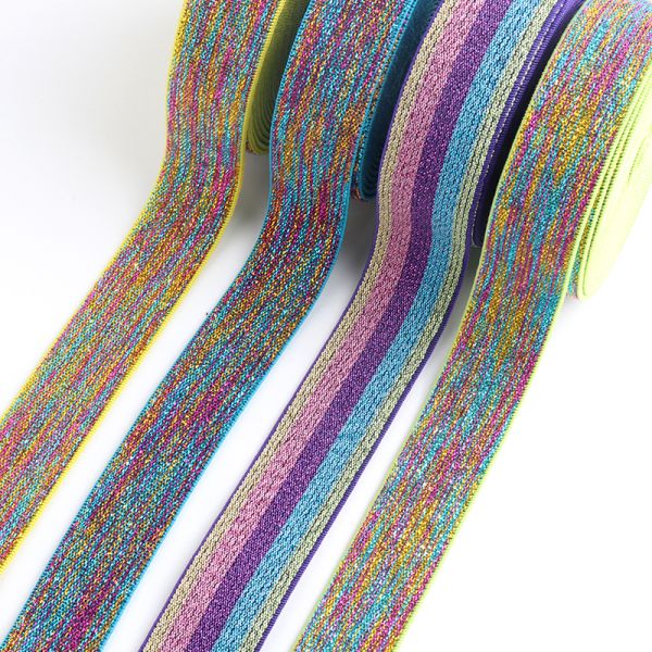 Sequin Striped Jacquard Band for Garment Underwear Waistband Glitter Jacquard Elastic Ribbon Belt