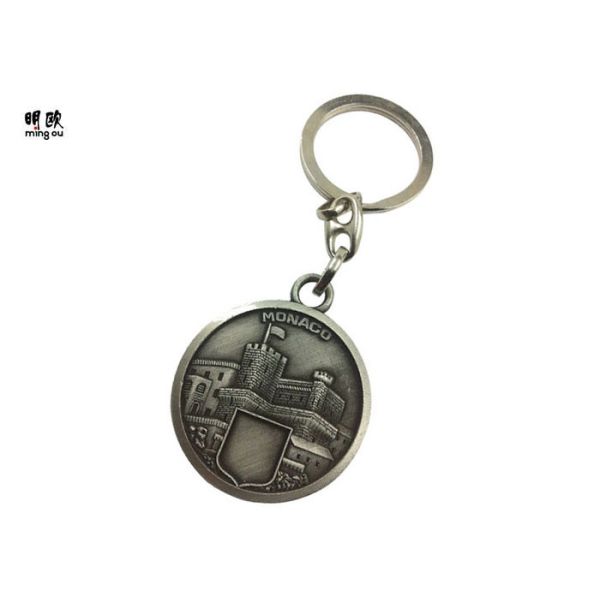 Buy Monaco Logo Antique Custom Die Cut Metal Keychains Weight 38g For Both Side at wholesale prices