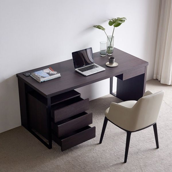 ODM Drescher Desk With Removable Drawers Smoked Wood Star Hotel Room Furniture