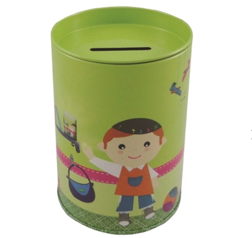 0.35mm Tinplate Custom Tin Cans Kids Tin Money Box Coin Storage
