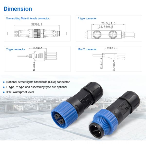 IP68 Plastic 3 Pin Round Connector Waterproof Male Female Power And Data TUV Approved