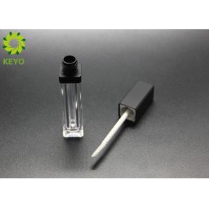 Square Shape Custom Transparent Lip Gloss Empty Tubes Black Cap With Brush