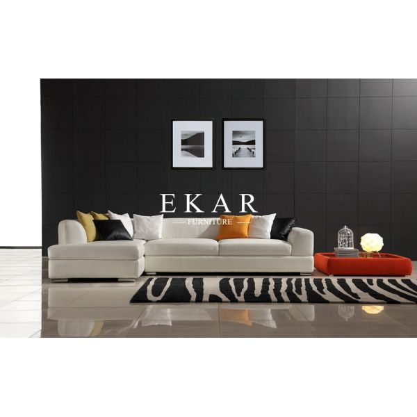 Buy Germany Modern Simple 2017 Latest Home Furniture Living Room Snow-white Genuine Leather Sectional Sofa Sets  ZZ-T-006 at wholesale prices
