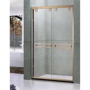 Rose Gold SGCC Certification Double Sliding Shower Enclosures With Double square Handles