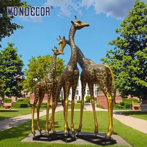 Outdoor Casting Statue Bronze Giraffe Sculptures for Garden