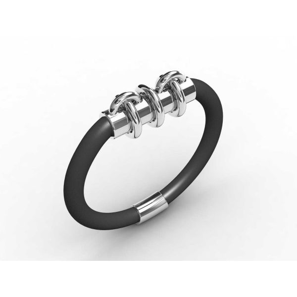 Top Quality Europe Fashion Stainless Steel Genuine Leather Silicone Bangle